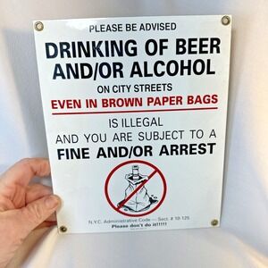 Ande Rooney No Alcohol Porcelain Sign Reproduction 1997, 9.25X7.5''